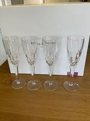 Buy Royal Doulton Highclere Lead Crystal Champagne Flutes Set Of 4 • 65£