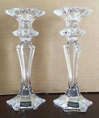 Buy Galway Crystal 8  Diamond Pair Of Candlesticks -  (25730) Boxed - • 24.99£