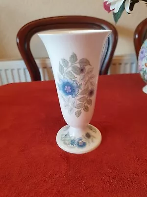 Buy Wedgewood 'Clementine' Vase Bone China Blue Flowers Green Leaves Gift • 10£