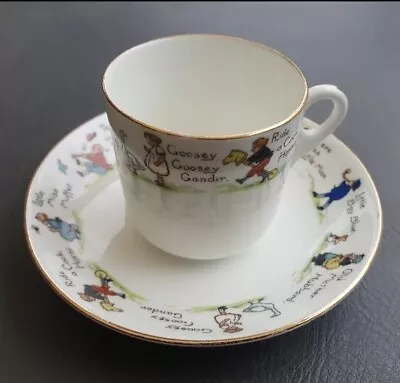 Buy Vintage Nursery Rhyme Cup And Saucer Childrens Cup And Saucer Goosey Goosey Gand • 2.99£