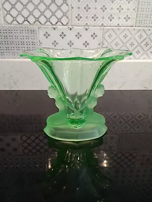 Buy Walther & Sohne? Windsor Art Deco Vase. Two Ladies Green Possibly Uranium Glass  • 69.99£