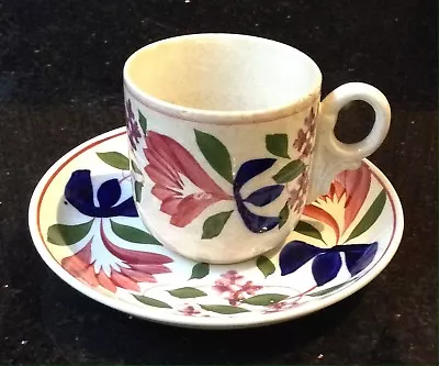 Buy Vintage Antique Small Cup & Saucer Handpainted Floral Poss Sarreguemines France  • 7.99£