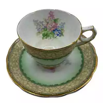 Buy Windsor Royal Stafford Bone China Tea Cup And Saucer Made In England Green Gold • 18.85£