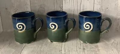 Buy Jack O'Patsy Irish Studio Pottery Blue/Green Lava Mugs Set Of 3 • 24.99£