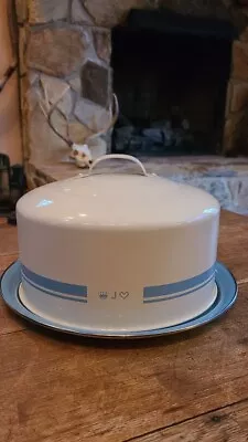 Buy Jamie Oliver Enamel Cake Plate Storage Tin Round Pastel Blue 2 Pc Airtight Retro • 28.90£