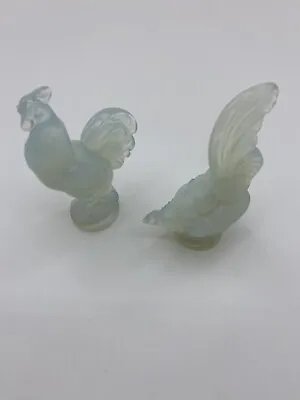 Buy Sabino Crystal France Opalescent Rooster AND Hen Figurines - Excellent Condition • 89.76£