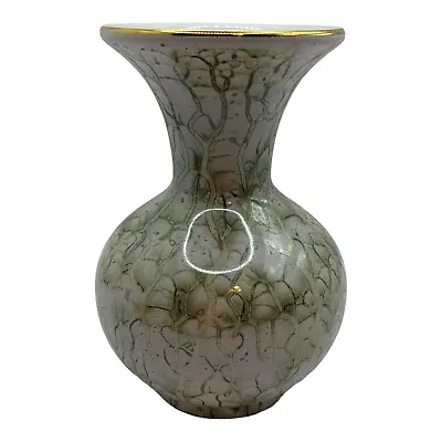 Buy Vintage Ceramic Marbleized Green Beige White Small Vase Made In Holland  READ • 19.29£