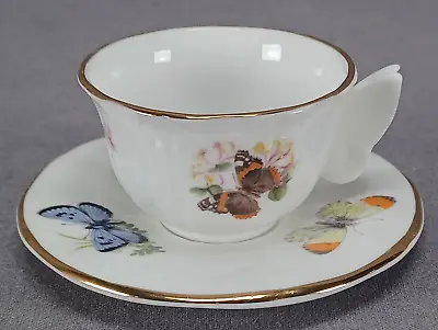 Buy Royal Worcester Butterflies Pattern Butterfly Handle Miniature Cup & Saucer 1982 • 62.43£