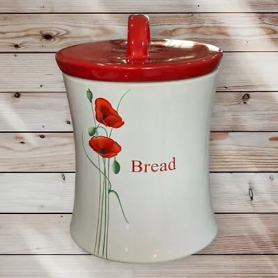 Buy Dunelm Poppy Print Large Crock Ceramic Bread Bin & Lid 31cm X 20cm • 22.95£
