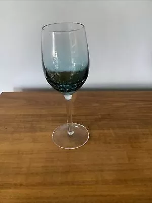 Buy Pier 1 Imports Teal Blue Crackle Glass Wine Glass • 28.81£