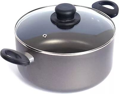 Buy Large Stock Pot Saucepan 4.5L 24cm Non-Stick Cooking Pot With Glass Lid Aluminum • 23.99£