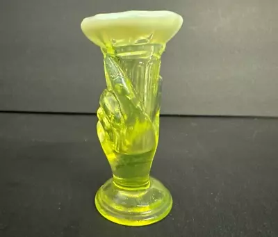 Buy Fenton Topaz Opalescent Miniature Hand Vase Vaseline • 85.50£