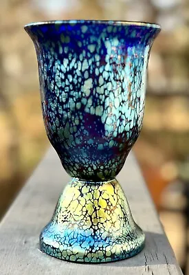 Buy Loetz Cobalt Papillion Vase/Goblet Strong Colors 1920s Marked Oval On Base • 427.44£