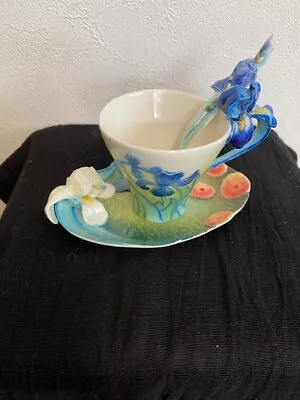 Buy FRANZ Collection Van Gogh Iris Cup Saucer Set With Spoon FZ02453 • 194.62£