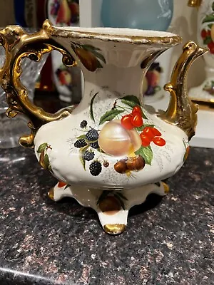 Buy Vintage Staffordshire KLM Ceramic Ornamental Fruit Pattern Tea Pot With Gilding • 6£