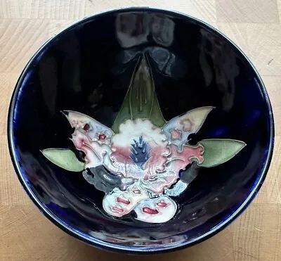 Buy Moorcroft Cobalt Blue Footed Orchid Bowl By Walter Moorcroft • 45£