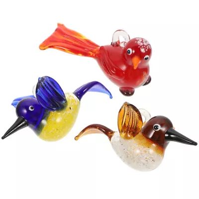 Buy  3 Pcs Hummingbird Ornament Glass Art Blown Animal Crystal Figurines Cardinal • 17.48£
