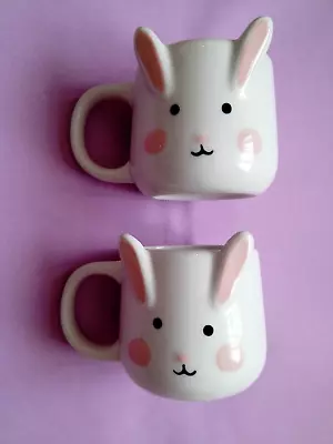 Buy 2 X Tesco White Bunny Rabbit Shaped Mugs Cute Great Gifts • 8.99£