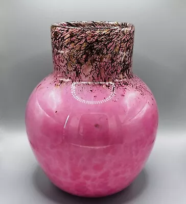 Buy Rare Vintage Monart Vasart Strathearn Pink Black & Aventurine Glass Vase • 51£