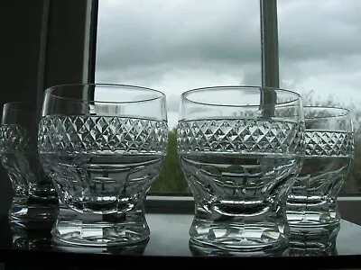 Buy Antique - Four Edwardian Cut Crystal Whisky Glasses - C 1910 • 65£
