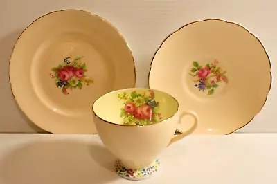Buy Vintage Foley Bone China Trio 2430 - Cream Rose Pattern - Cup Plate Saucer • 28.45£