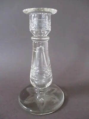 Buy A Vintage Clear Blown-Glass, Hand-Cut / Engraved Candlestick Holder • 4.75£