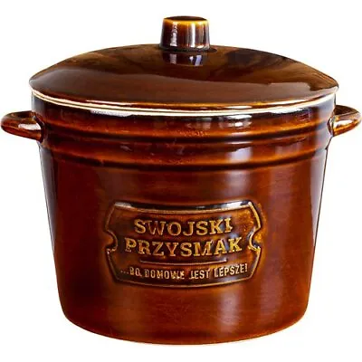 Buy Stoneware Crock Pot With Lid And Embossment 6L Home Cooking Pickling Kitchen • 38.95£
