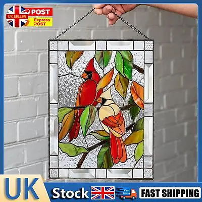 Buy Stained Glass Birds Panel Window Hanger For Garden Outdoor (1) Hot • 10.09£