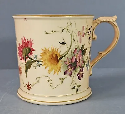 Buy Royal Worcester Hand Painted Blush Ivory Floral Cup Tankard C.1901 • 32£
