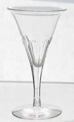 Buy Antique Petal Cut Trumpet Wine Flint Glass 19th Century Faceted Stem • 24.02£