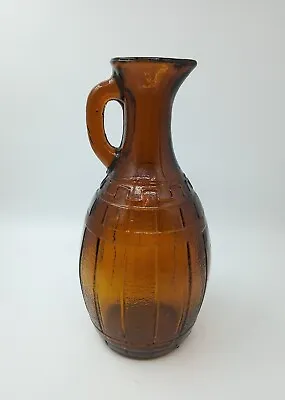 Buy Vintage Amber Glass Embossed Barrel Jug/Pitcher Heavy 19.5cm Tall • 14.36£