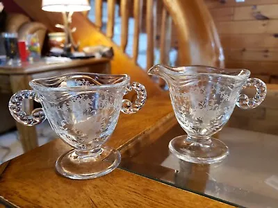 Buy Fostoria American Elegant Glassware Creamer & Sugar Bowl • 18.90£