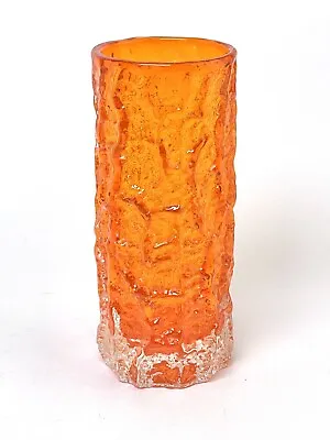 Buy WHITEFRIARS Tangerine Orange Glass Bark Vase By Geoffrey Baxter • 250£