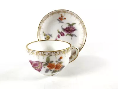 Buy Antique Miniature Cup & Saucer / Meissen C 1890 Ref 1263/10 • 3.20£