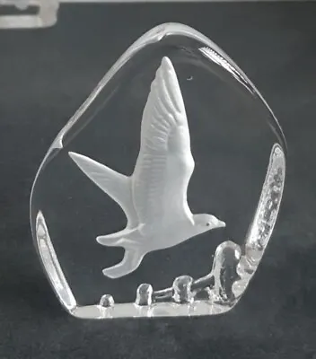 Buy Beautiful Vintage Wedgwood Crystal Glass Etched Seagull Paperweight 11 Cms Tall • 9.95£