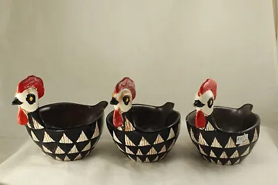 Buy Bitossi Italy Set Of Three 5  Art Pottery Figural Rooster Bowls Number 95/635 • 94.04£