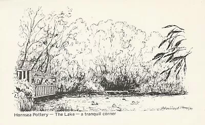 Buy HORNSEA POTTERY, THE LAKE, Yorkshire - Vintage POSTCARD (Drawing) • 3.97£