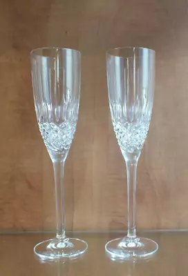 Buy 2 X Vintage Lead Crystal Cut Glass Champagne / Wine Flutes Long Stem 23 Cm H • 13£