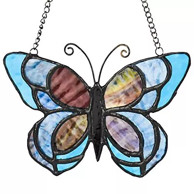 Buy Blue Butterfly Suncatcher For Window Stained Glass Window Hanging Butterfly  • 42.48£