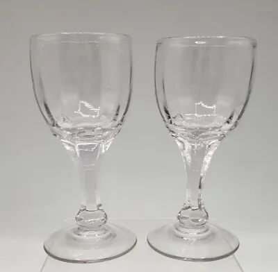 Buy Set Of 2 Slight Sun Purple Glass Paneled Cordial / Wine Glasses 4-3/8  H Vintage • 10.82£