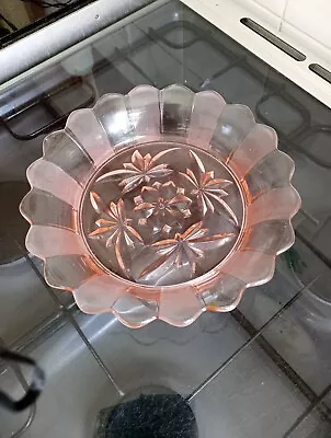 Buy Art Deco Sewerby Pink Glass Bowl, Very Good Condition.Uk Post Only. • 8£