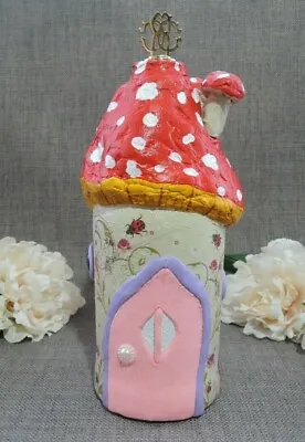 Buy Toadstool House Design Hand Decorated Glass Bottle,Lamp,Candlestick,Bud Vase • 20£