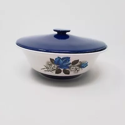 Buy Barratts Delphatic White Tableware - Large Bowl/Tureen - Blue Rose - Mid Century • 5.50£