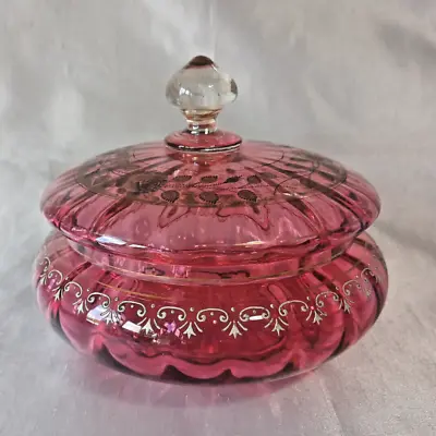 Buy Fritz Heckert Art Nouveau Enamelled Engraved Gilded Cranberry Glass Bowl.signed • 85£