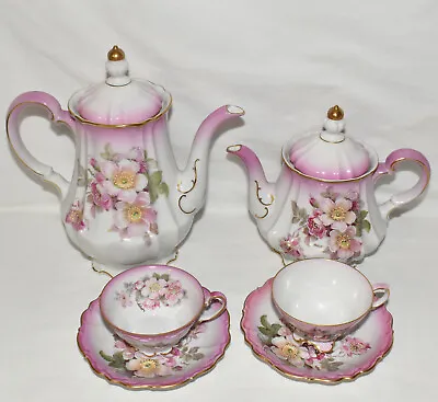 Buy Antique German 7pc China Tea Set Teapot Cup Saucer Hand Decorated Artist Signed • 238.80£