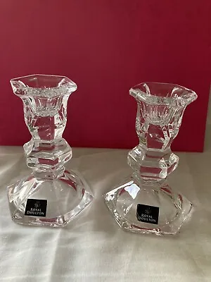 Buy Pair Of Royal Doulton Fine Lead Crystal Candlestick Modelled By Eric J Griffiths • 15.95£