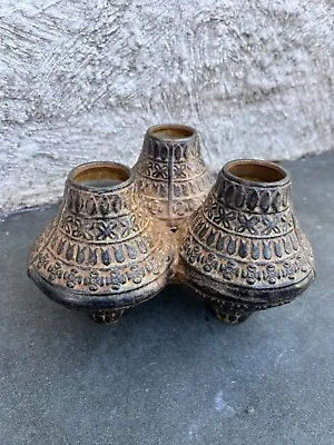 Buy Ceramic Pottery Glaze  Triple Vase Cluster Brutalist Bitossi Style Raymor • 37.95£