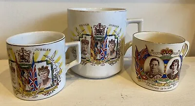 Buy 3 Vintage Coronation Mugs - King George V 1910 & VI 1937 - British Pottery • 7.99£