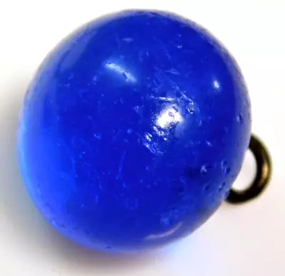 Buy Antique Translucent Cobalt Blue Glass Ball Charmstring BUTTON NICE 9/16 • 1.57£