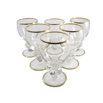 Buy 6 Vintage Holmegaard Gisselfeld Red Wine Glasses With Gold J Bang C1940 • 90.74£